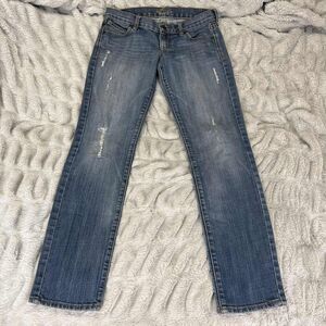 Old Navy The Diva Jeans Womens 2 Regular Blue Denim Straight Low Rise Distressed